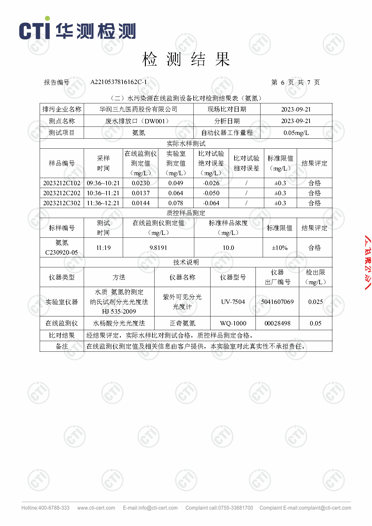 win必赢总部2023年3季度废水在线监测设备比对检测汇报_Page20