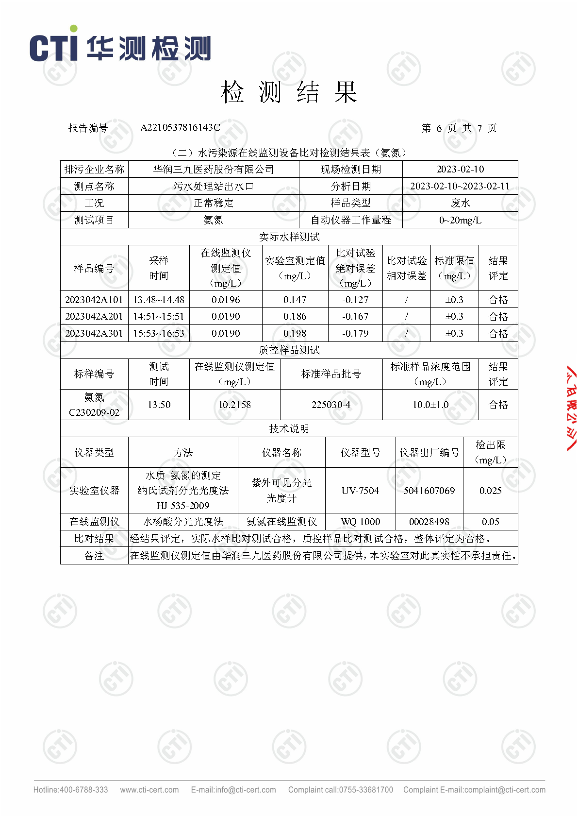 win必赢总部1季度废水在线监测设备比对检测汇报_Page6