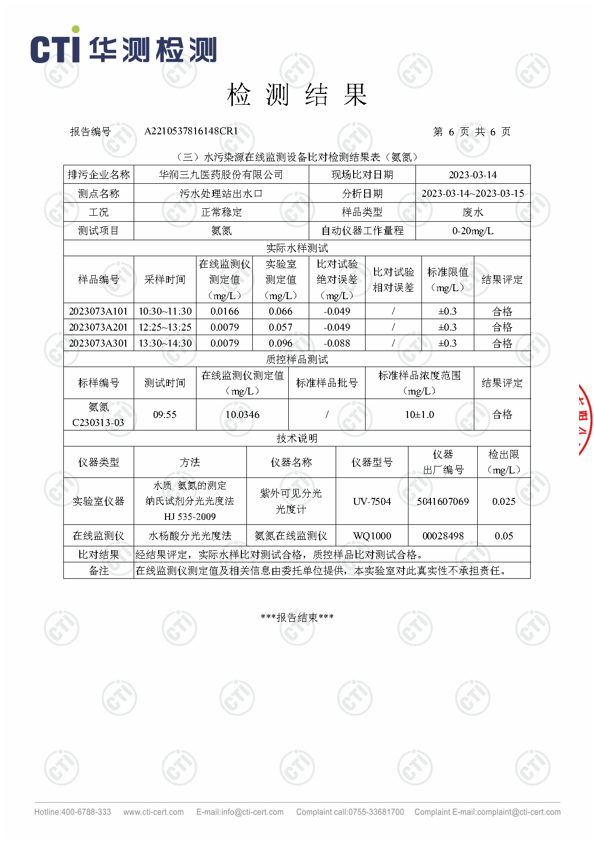 win必赢总部1季度废水在线监测设备比对检测汇报_Page13