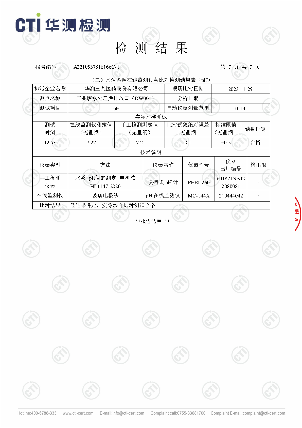 win必赢总部2023年4季度废水在线监测设备比对检测汇报_Page14